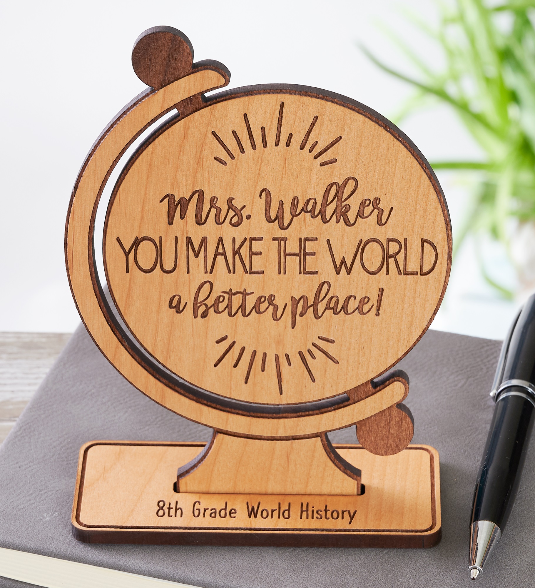 Globe For Teacher Personalized Wood Keepsake